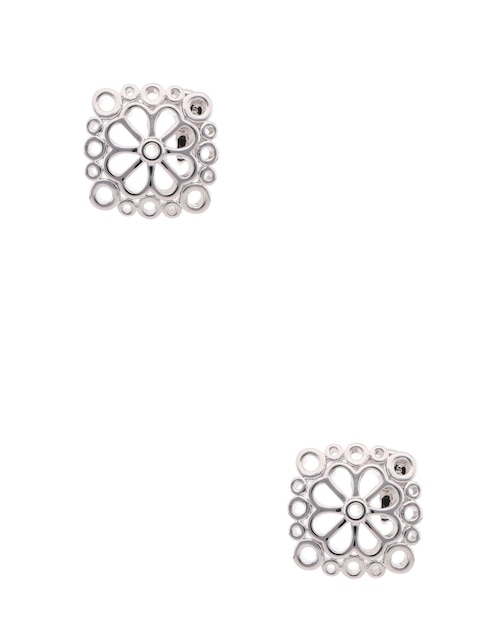Aretes cortos de flor con acabado brillante 1