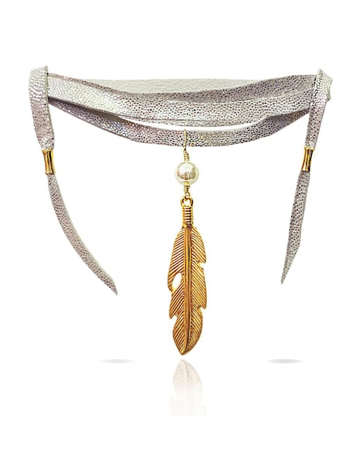 Gargantilla de pluma Vangania de baño de oro