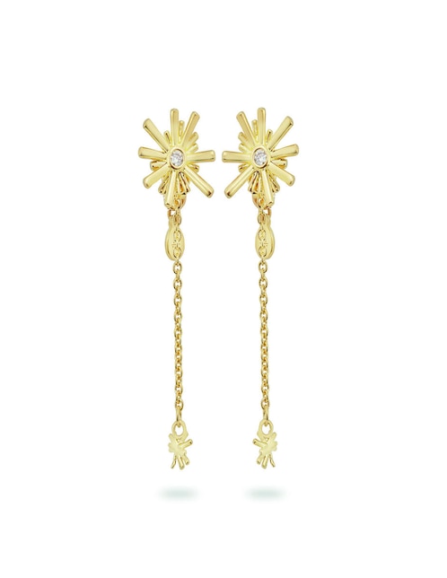 Aretes largos de estrella Les Néréides Noche Estrellada 18 K con acabado Baño de Oro Cristal