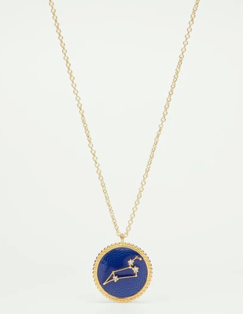 Collar con dije de signo zodiacal Constelación Leo de baño de oro 18 K 1
