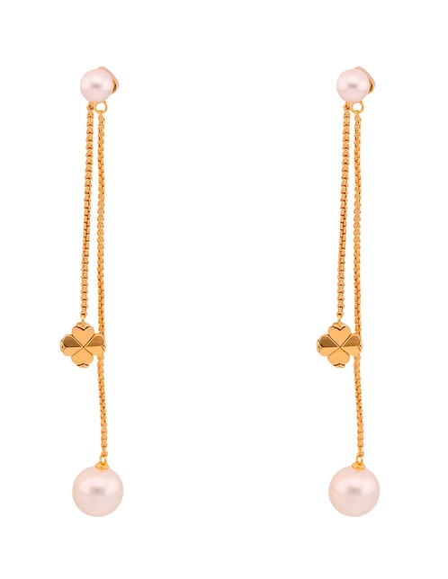 Aretes largos con acabado brillante perla 1