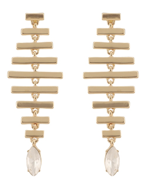 Aretes largos de escalera Nine West Sticks and Stones con acabado brillante