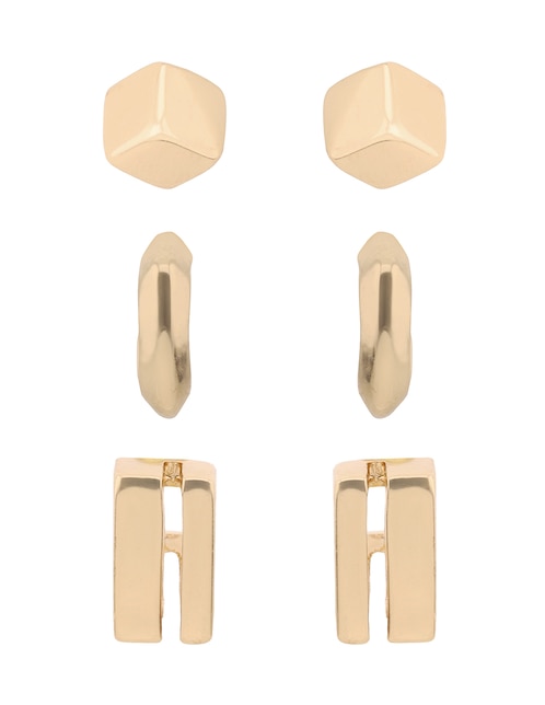 Set de aretes Gold Cubes con acabado brillante 1