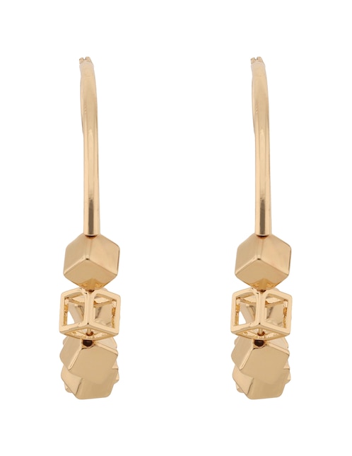 Arracadas Nine West Gold Cubes con acabado billante