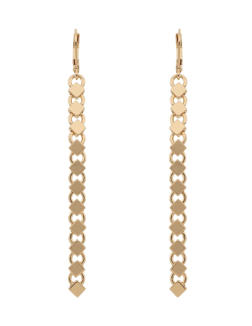 Aretes largos Nine West Gold Cubes con acabado brillante