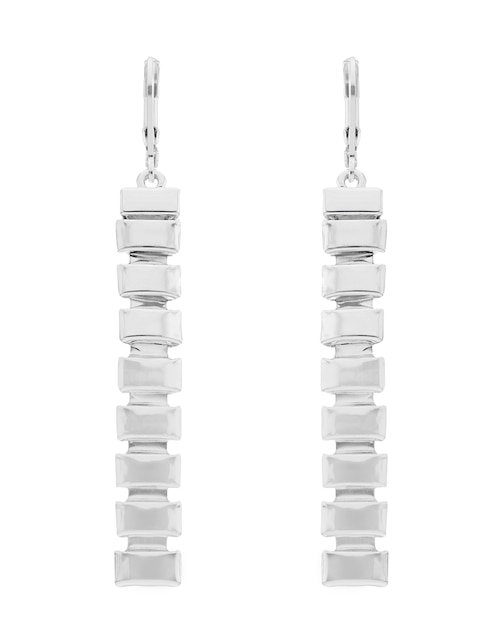 Aretes largos Nine West Cyber Silver con acabado brillante