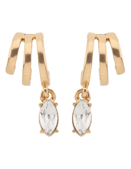Aretes huggies Nine West Sticks and Stones con acabado brillante
