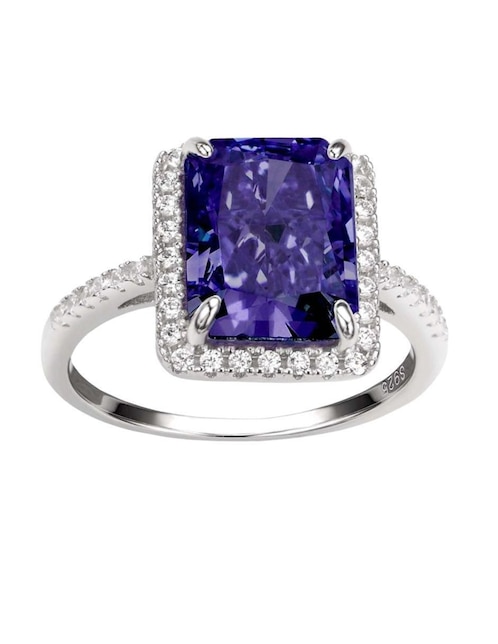 Anillo multi gemas rectangular Natalia Bojalil Luxury P 925 de plata zirconia pavé