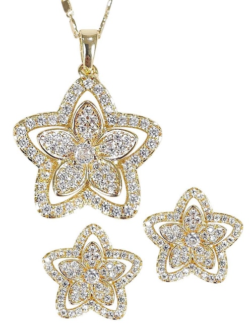 Aretes y collar de estrella Og 18 K zirconia