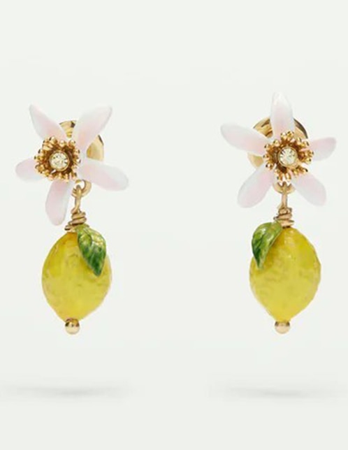 Aretes cortos Lovely Lemon con acabado esmaltado
