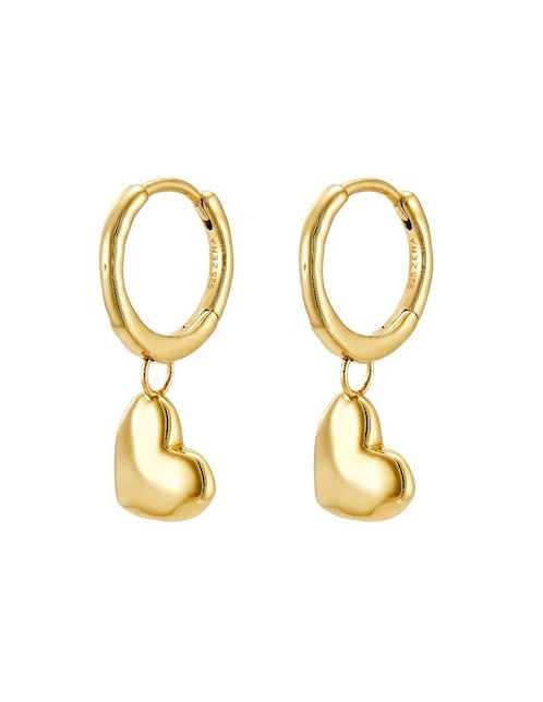 Aretes de aro de corazón Classic Revisite de plata P 925 con acabado baño de oro 1