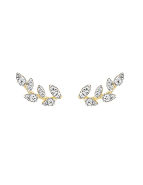 Aretes cortos de hoja de plata p 925 con acabado baño de oro 1