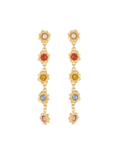 Aretes largos de flor cristal 1