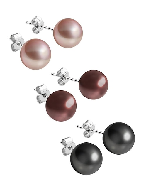 Set de aretes Zvezda Éclair de plata P 925 con acabado brillante perla de cristal
