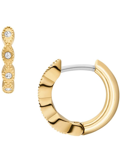 Aretes huggies circular Fossil Ellis con acabado pulido cristal