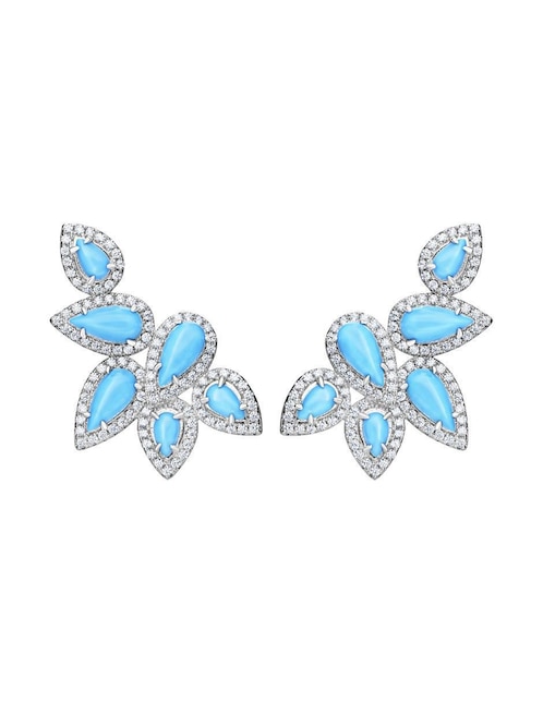 Broqueles de hoja Gladkova Joyería de plata p 925 turquesa