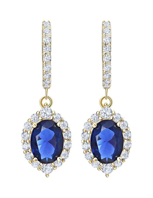 Aretes de óvalo Gladkova Joyería de plata P 925 con acabado chapa de oro zafiro