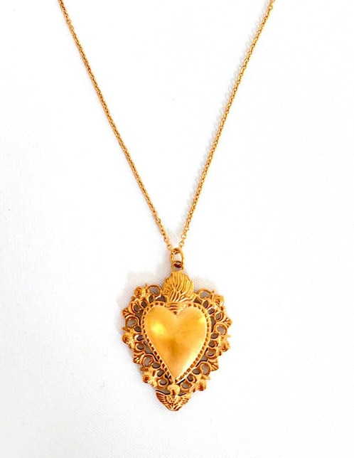 Collar con dije sagrado corazón de corazón Ana Maria Mexico 18 K