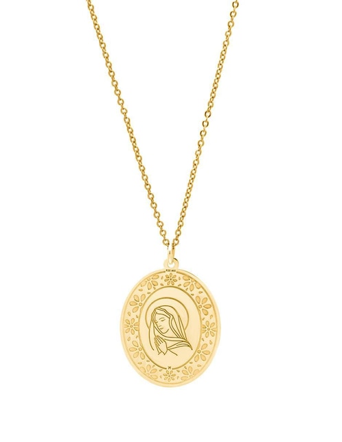 Collar con dije virgen María ovalado Anante Nube de plata P 925 y 14 K