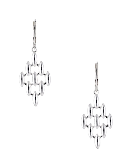 Aretes largos Silver Patterns con acabado brillante 1