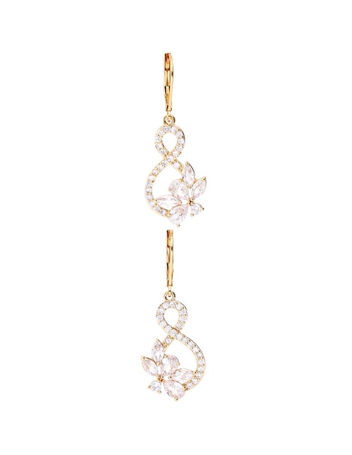 Aretes largos de flor con acabado brillante 1