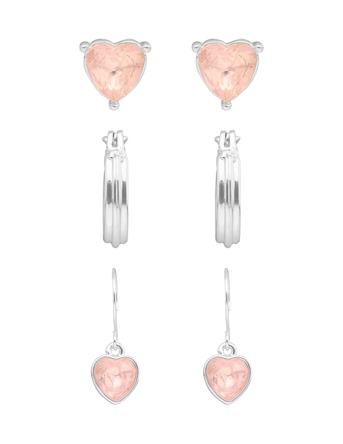 Set de aretes cortos Love Hearts con acabado brillante 1