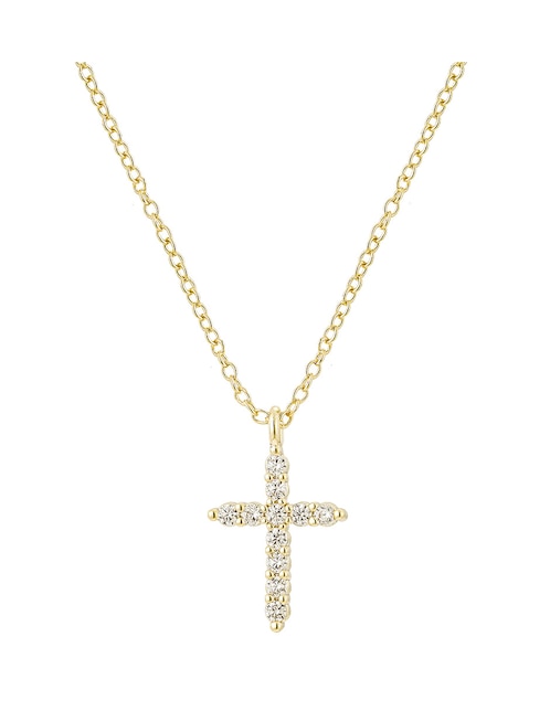 Collar con dije de cruz de baño de oro 14 K