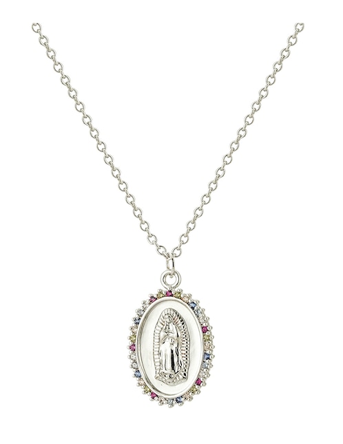 Collar con dije ovalado Carmela Mía Virgen de Guadalupe de baño de oro 14 K