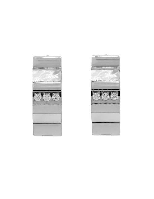 Arete corto circular Oro Angelus de acero inoxidable con acabado brillante zirconia