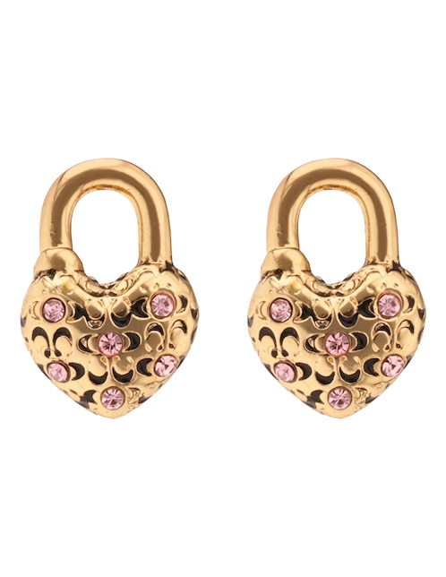 Aretes cortos de corazón con acabado brillante circonita
