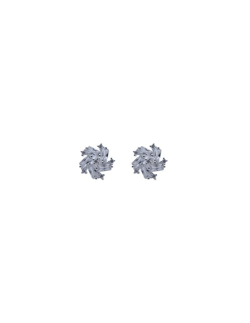 Aretes cortos de flor Bijoux Fp de plata p 925 zirconia