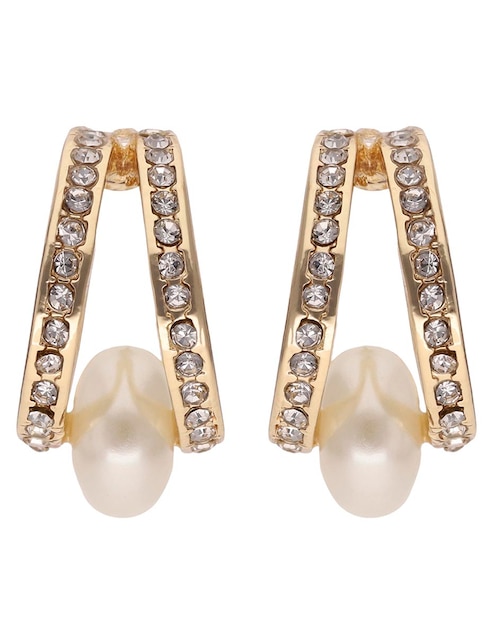 Arracadas redondas Anne Klein Tinsel Love con acabado pavé