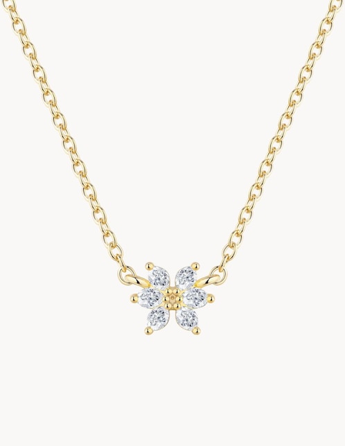Collar fairy tail de flor Olivia Wild de baño de oro 18 K 1