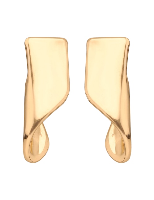 Aretes cortos Golden Ribbon con acabado brillante 1