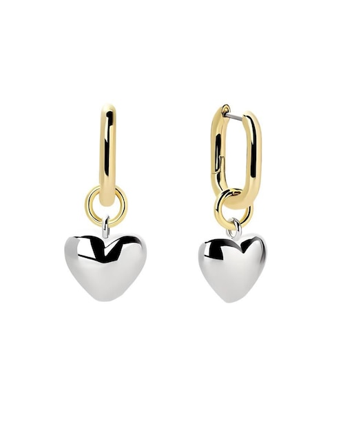Aretes de corazón Mink de plata P 925 con acabado brillante