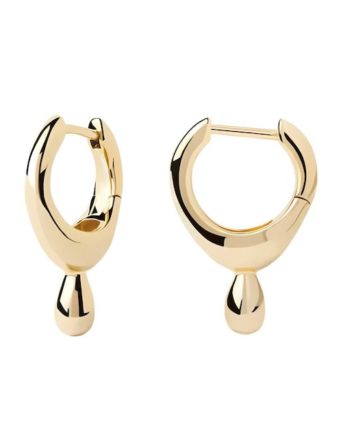 Aretes de aro de gota Mink de plata P 925 con acabado brillante