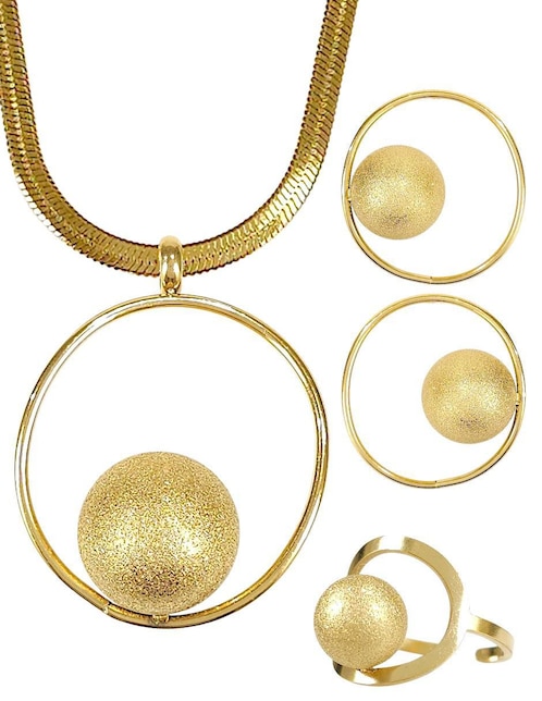 Aretes, collar y anillo Og de acero inoxidable