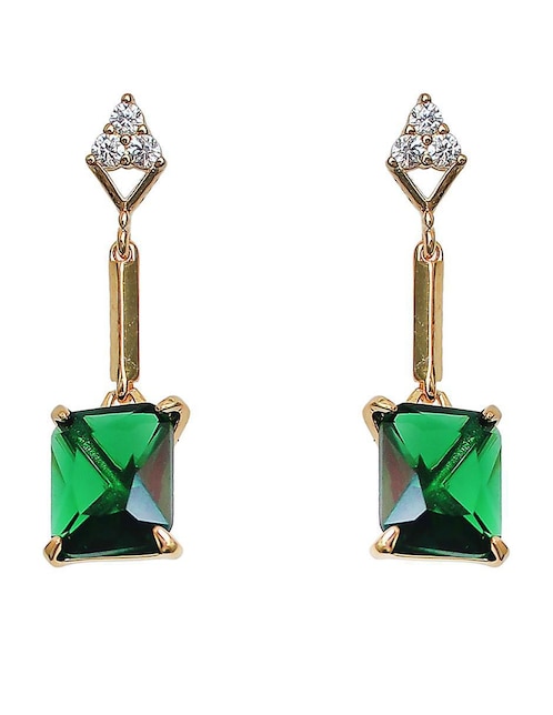 Aretes largos rectangulares de plata P 925 circonita