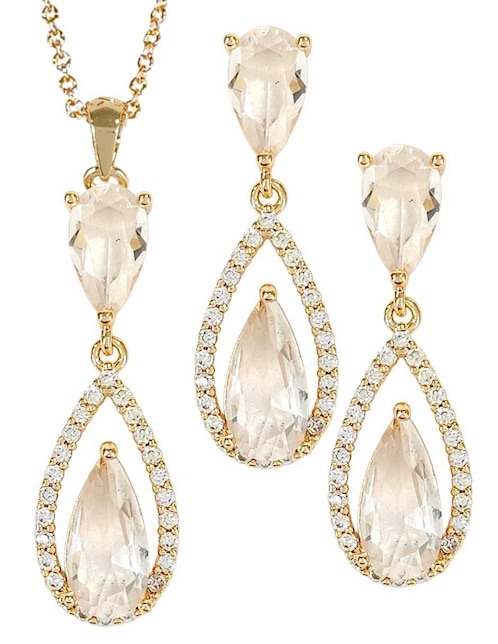 Aretes y collar de gota Og zirconia
