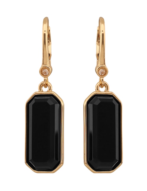 Aretes cortos octagonales Basic Jet con acabado lustre zirconia cúbica