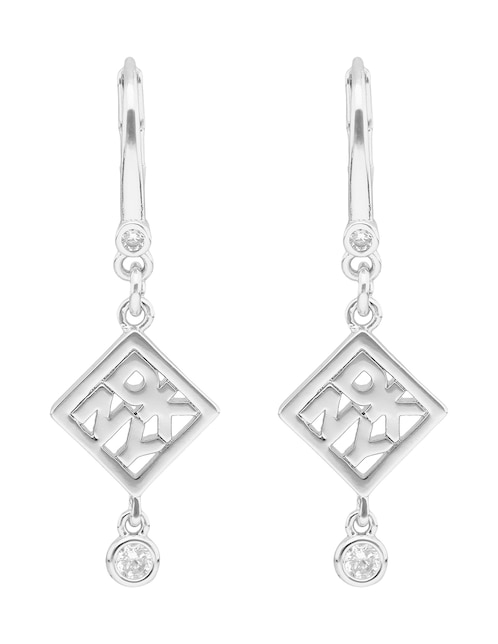 Aretes cortos de rombo Kalina con acabado brillante circonita 1