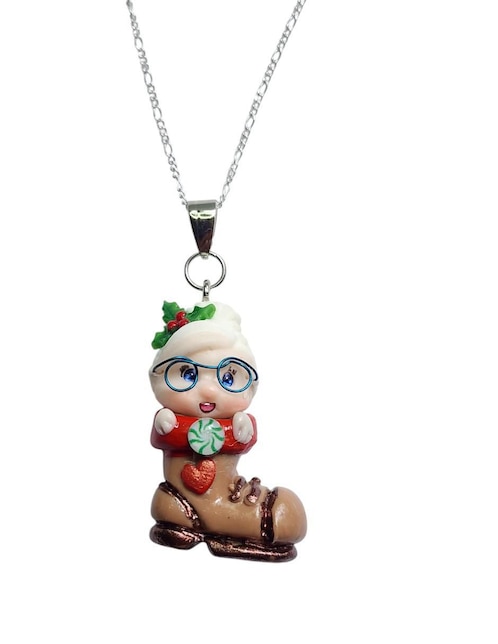 Collar navidad de niña Limerence By Claudia Herrera Abuelita En Bota de plata P 925