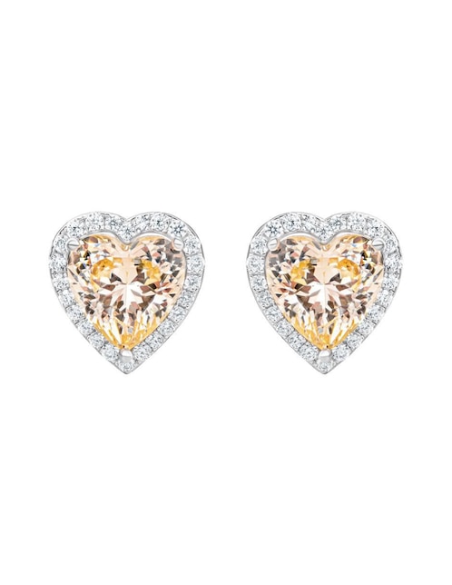 Broqueles de corazón Gladkova joyería de plata p925 con acabado brillante zirconia