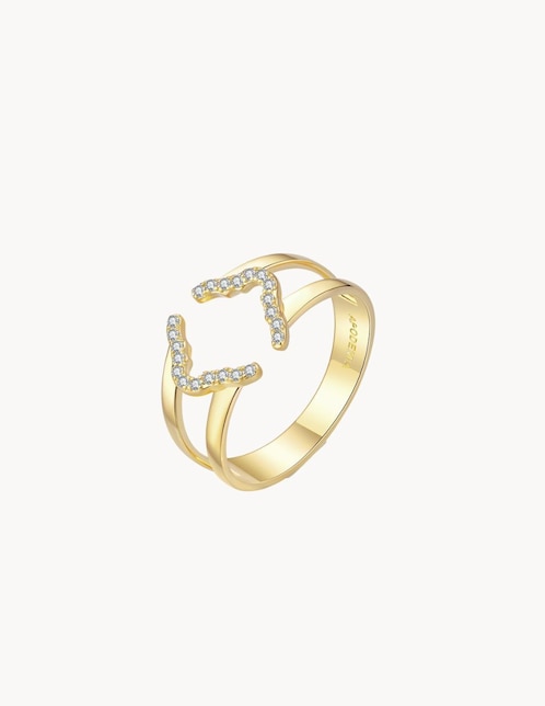 Anillo de hebilla Apodemia Olivia Wild circonita con acabado baño de oro 18 k