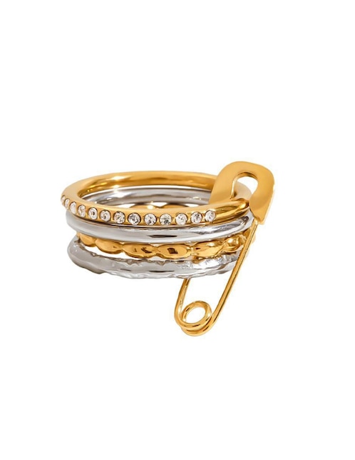 Anillo Moon 10 k de oro laminado zirconia pulido