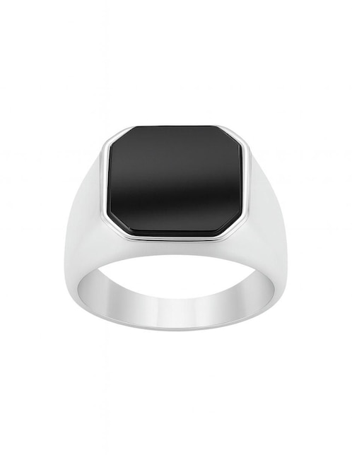 Anillo con gema octagonal Crixus Joyeria P 925 de plata ónix pulido