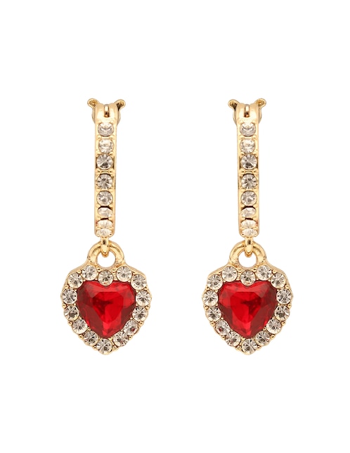 Aretes largos de corazón con acabado pavé 1