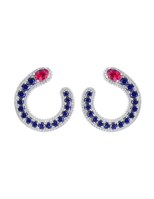 Aretes cortos Gladkova Joyería de plata p 925 con acabado pavé zafiro