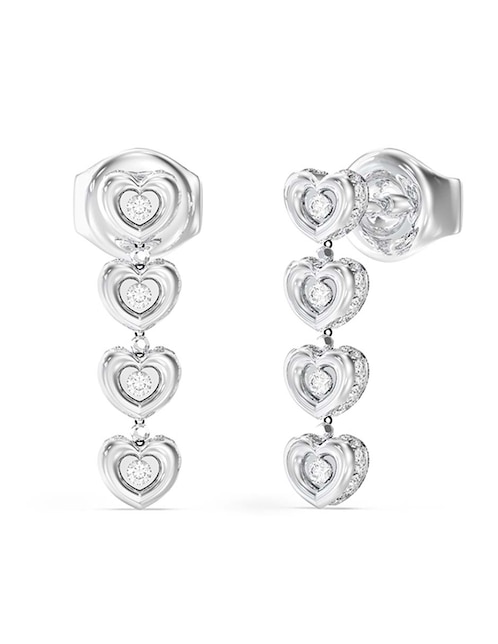 Aretes largos de corazón Love con acabado pavé circonita 1