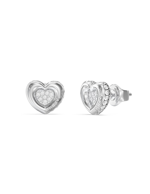 Aretes huggies de corazón Love con acabado pavé circonita 1